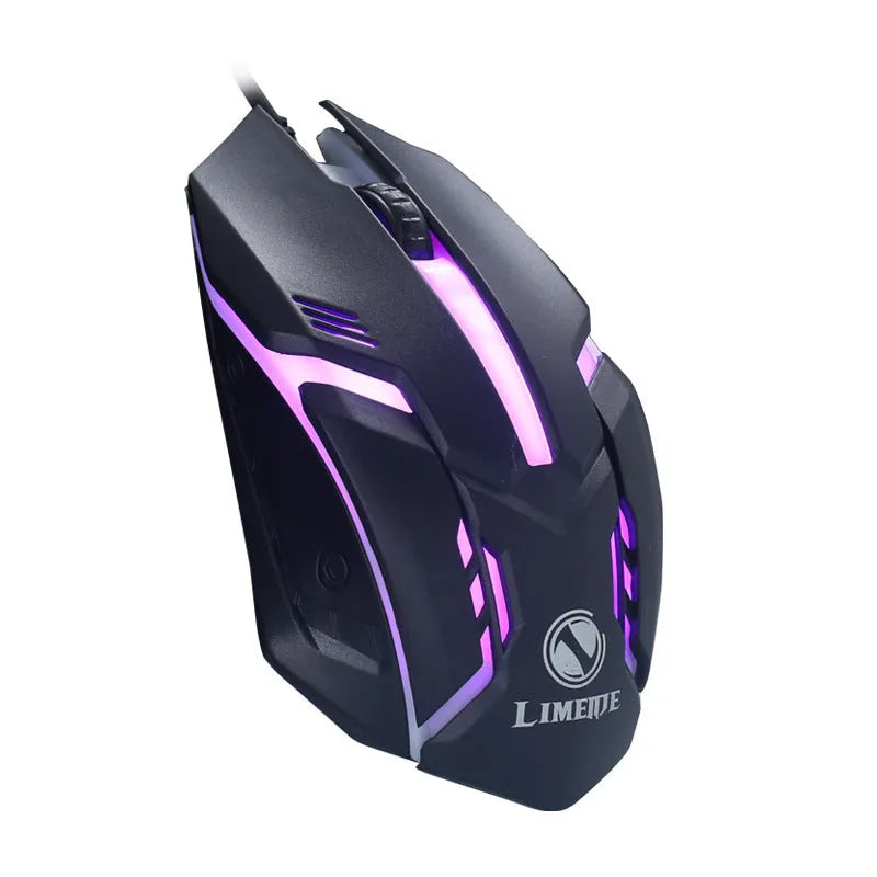 Wired luminous mouse for desktop in black or white with USB cable