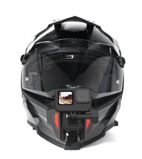Black universal motorcycle helmet chin strap mount for GoPro and action cameras