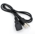 Black American standard power cord with US three-pin plug, 1.2 metres long