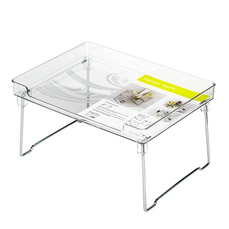 Plastic kitchen supplies rack organiser shelf in transparent and white options for countertop utensil storage