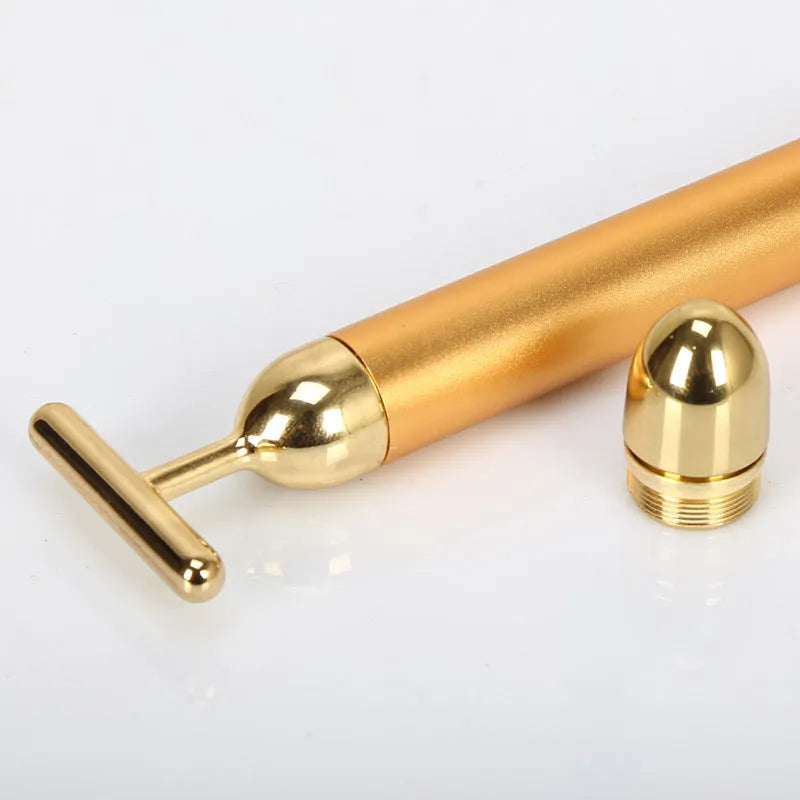 24K gold vibration pulse beauty bar facial roller massager for firming and skin tightening