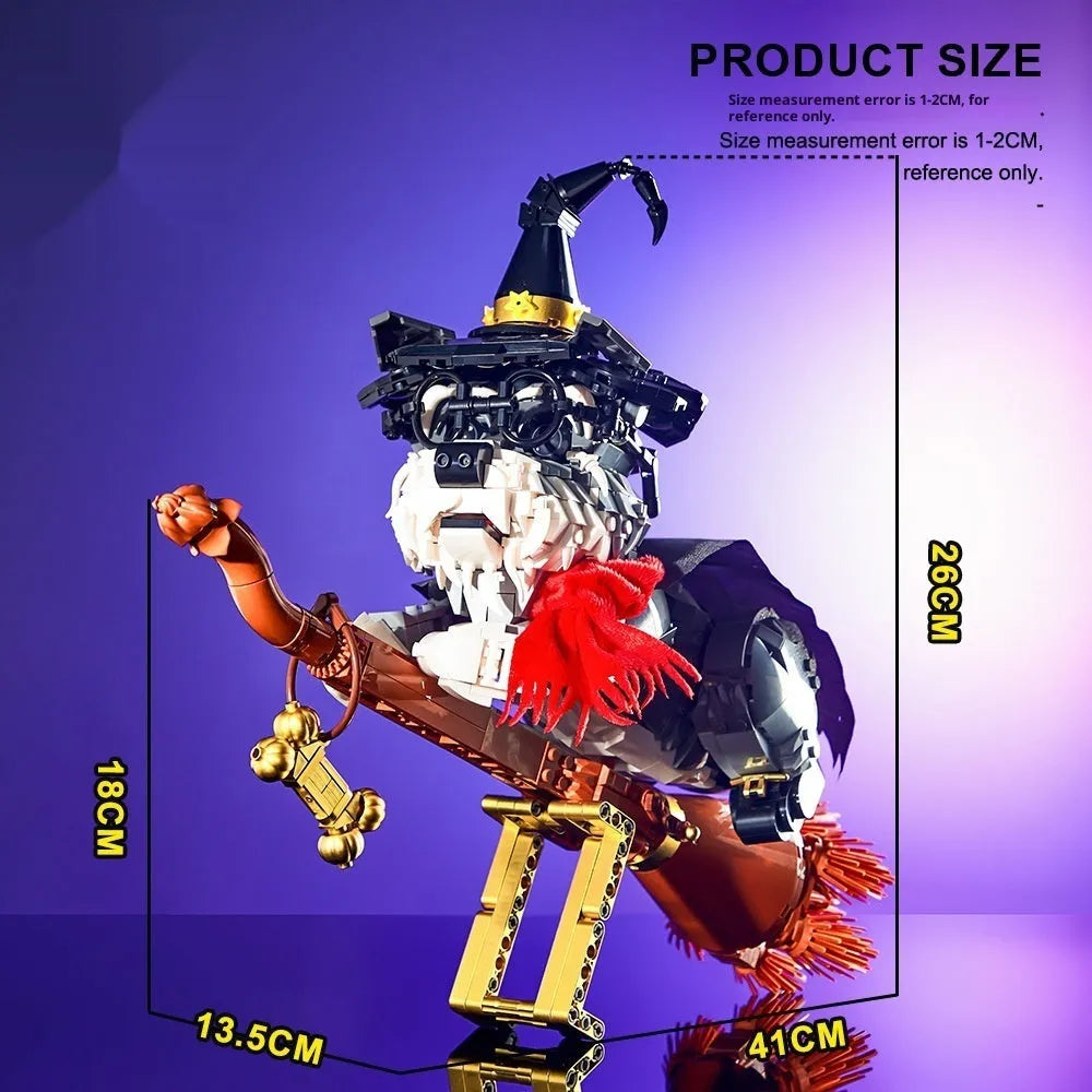 Black Magic Schnauzer building block model assembled from plastic small particle blocks