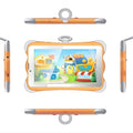 7-inch children's learning tablet in cartoon colours with integrated stand showing on-screen educational content