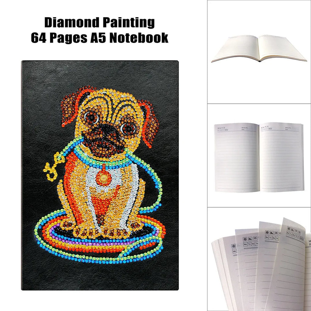 Black A5 DIY diamond painting notebook with 50 pages for design planning