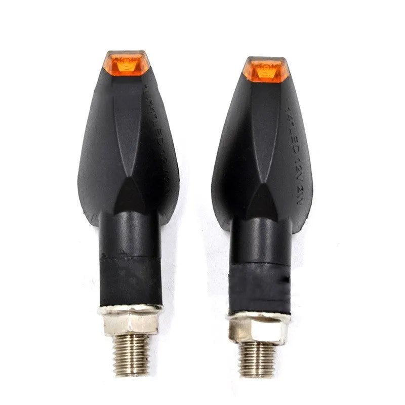 Motorcycle turn signal with 14 LEDs black smoked shell and amber yellow lens