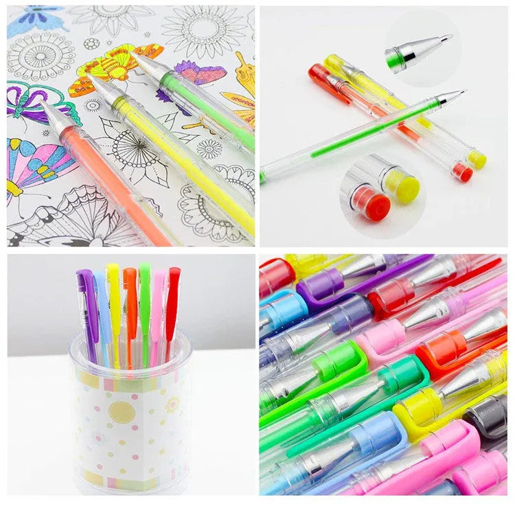 100 gel colour pens with plastic barrels in 0.5mm and 1.0mm tip sizes