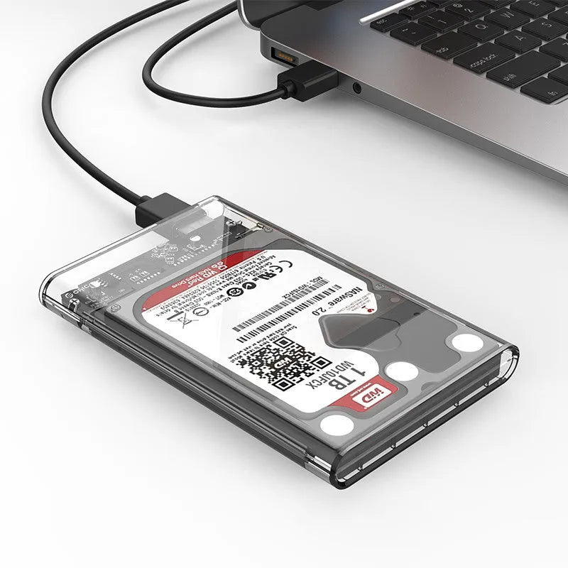 ORICO 2139U3 transparent 2.5-inch HDD enclosure, USB 3.0, 124.5 x 79 x 13mm, blue LED