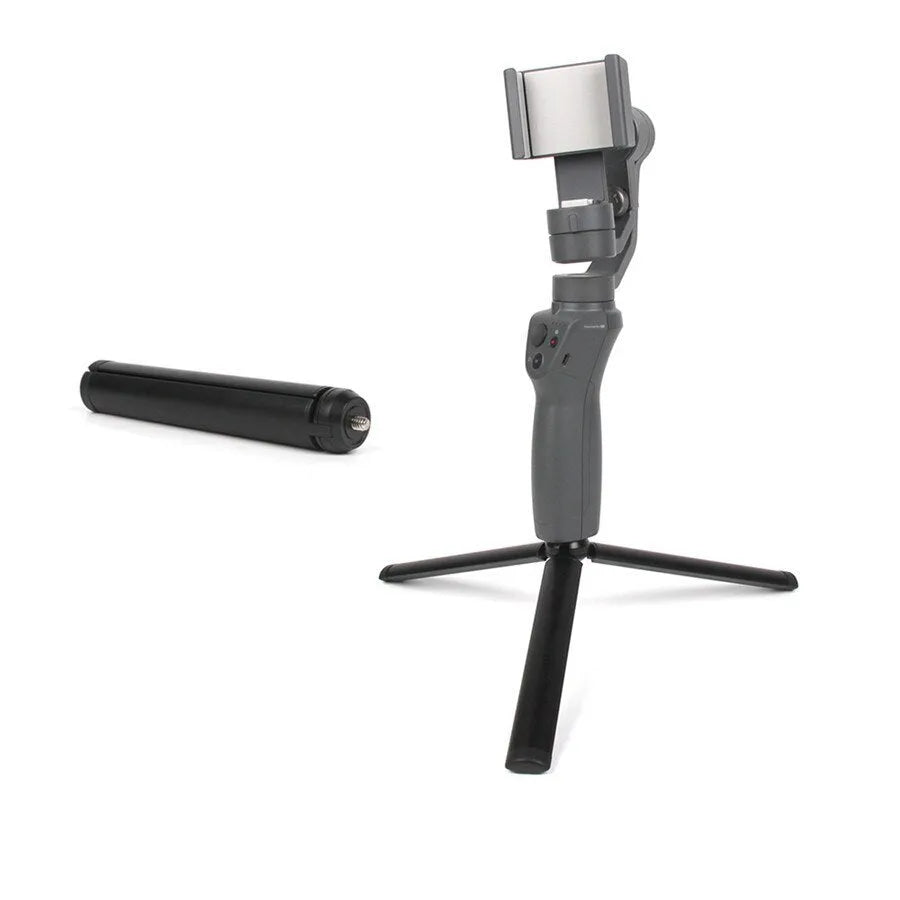 Black aluminium mobile tripod stabiliser compatible with Apple iPhone for handheld photography