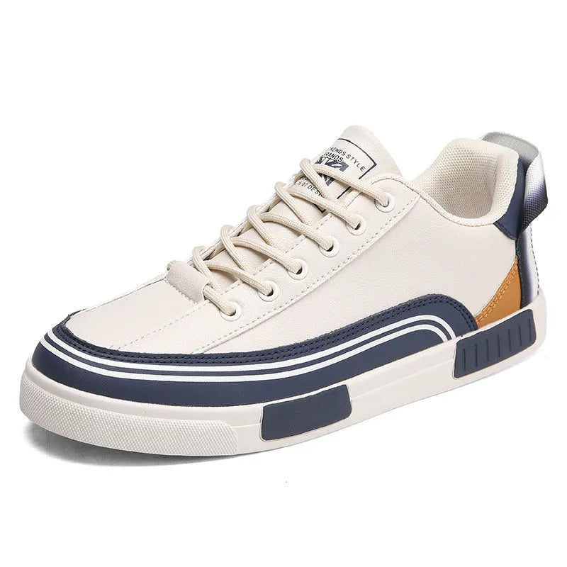 Men's breathable section mesh casual shoes in Milan colour with beige, white and green canvas upper