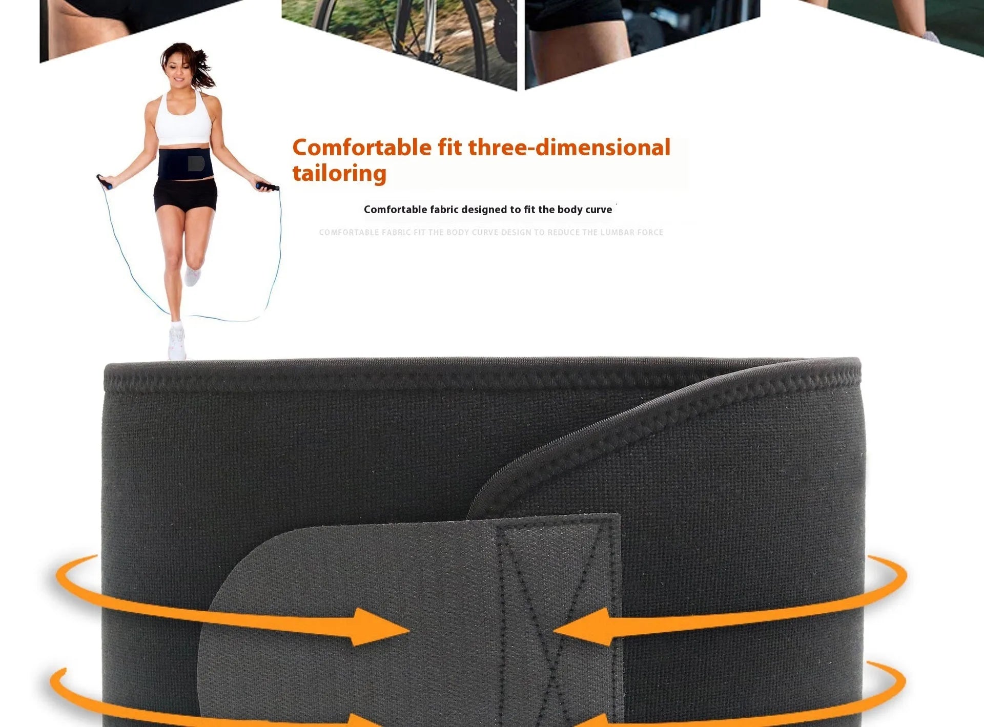Neoprene lumbar support belt for sports and fitness activities in black, blue, or pink colours