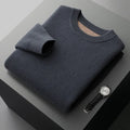 Thickened wool round neck loose casual pullover sweater in Elephant Gray with regular yarn texture