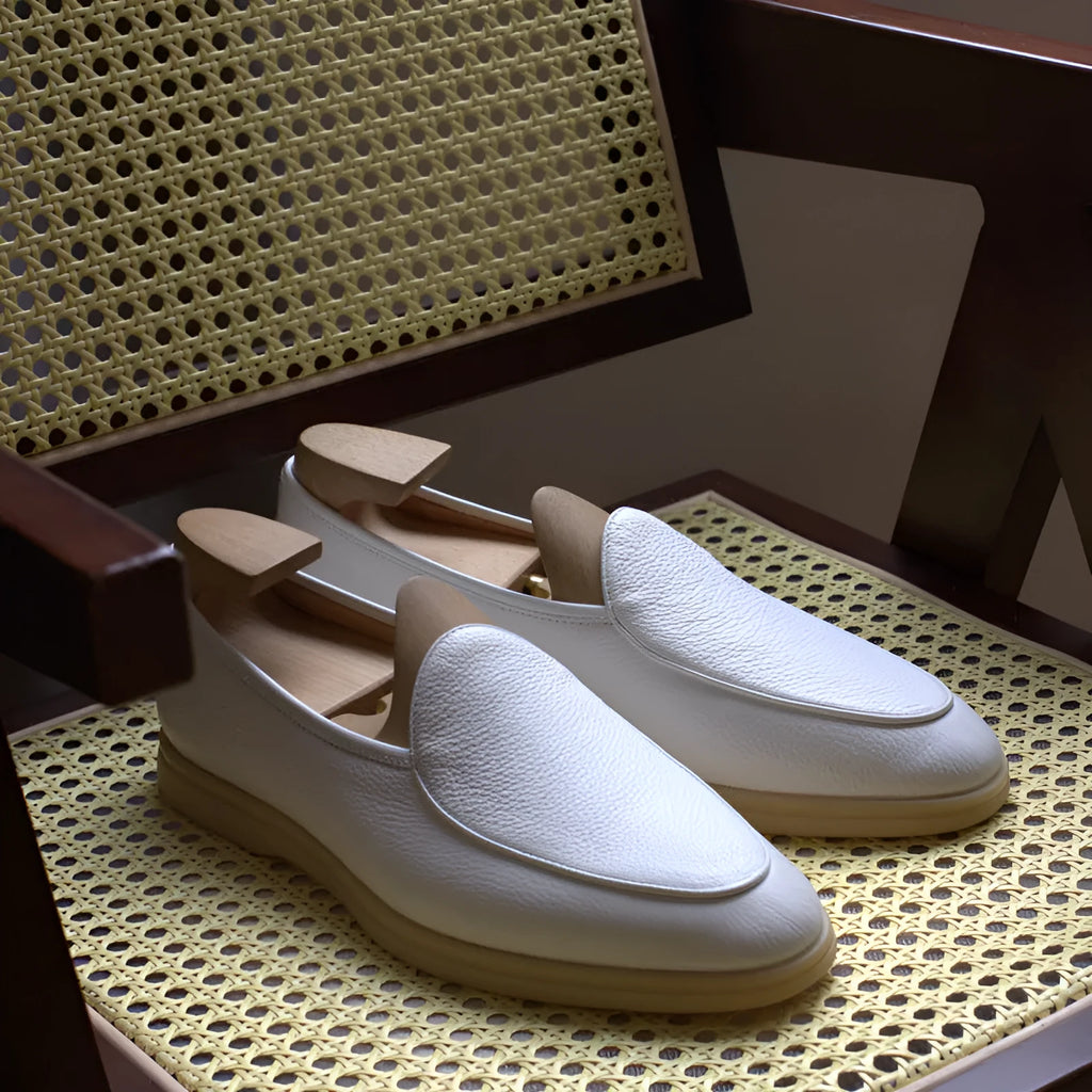 British handmade men's leather loafers in various colours with TPR soles