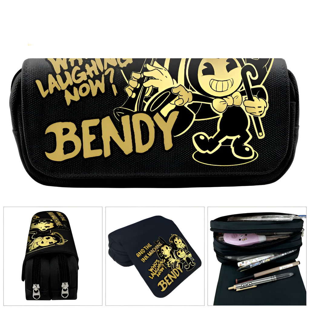 Canvas cartoon printed pencil case 20x9x6.5 cm for students and anime fans