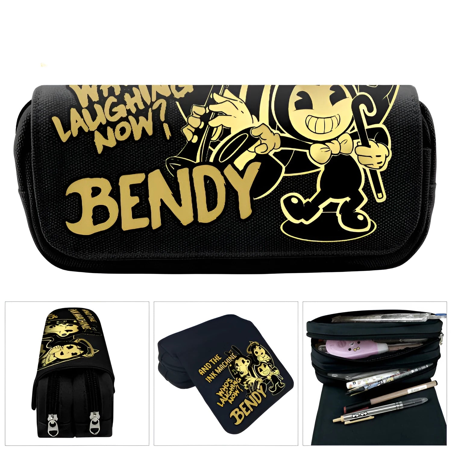Canvas cartoon printed pencil case 20x9x6.5 cm for students and anime fans