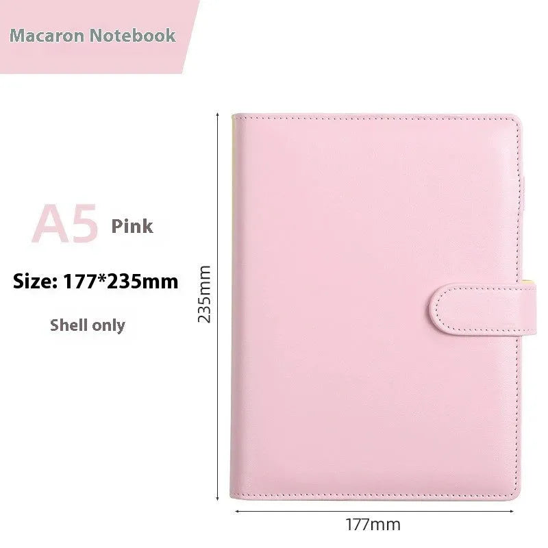 A5 PU leather zipper notebook shell in a solid colour, shown closed, with dimensions 235mm by 177mm.