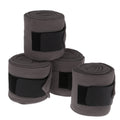 Set of 4 horse leg wraps in polar fleece, each 300cm x 11cm, with nylon sticky buckle, shown in Black, Blue, Grey, or Red