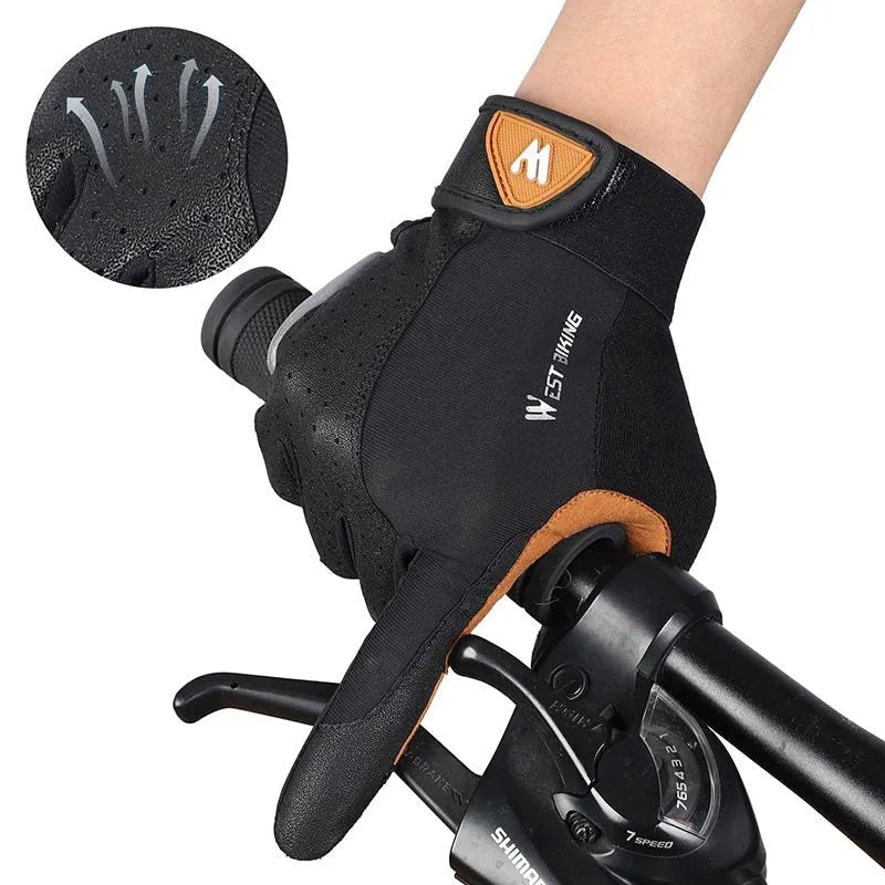 Motorcycle bike gloves black yellow full-finger design sizes S M L XL for street riding