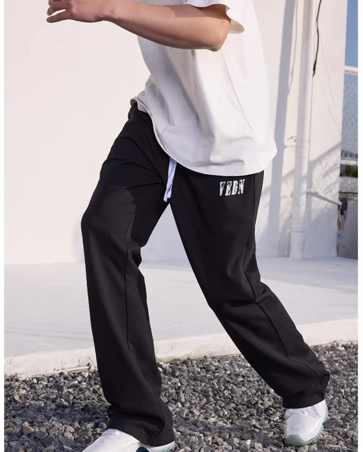 Men's loose casual trousers in grey, made from polyester fibre, size options M to 8XL.