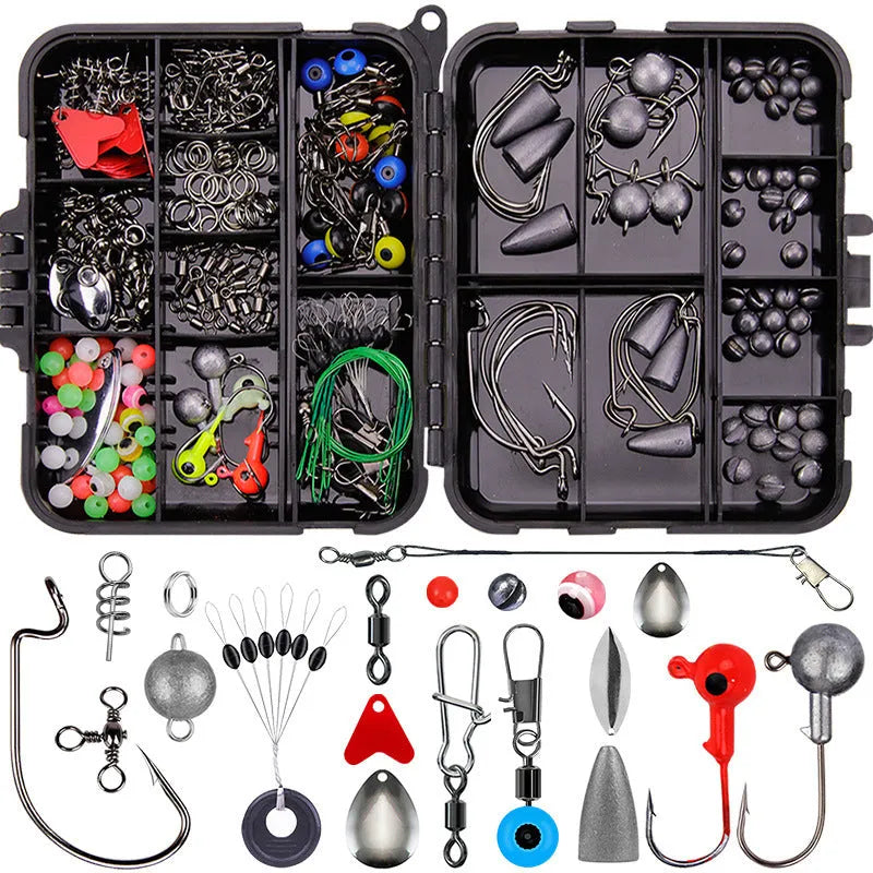 Weihe 257-piece fishing lure and hook accessory set in ABS storage box for Texas, sea and rock fishing