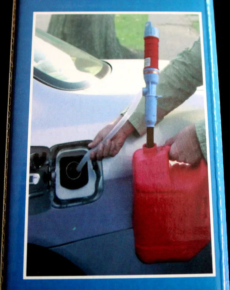 Manual fuel transfer siphon pump in blue or red colour made of PP material