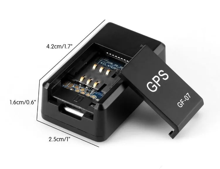 GF07 anti-lost GPS tracker 35x20x14mm ABS black with SOS alarm
