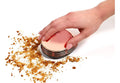 Portable mini desktop vacuum cleaner in gold, 18x12x10cm, handheld for desk and keyboard cleaning
