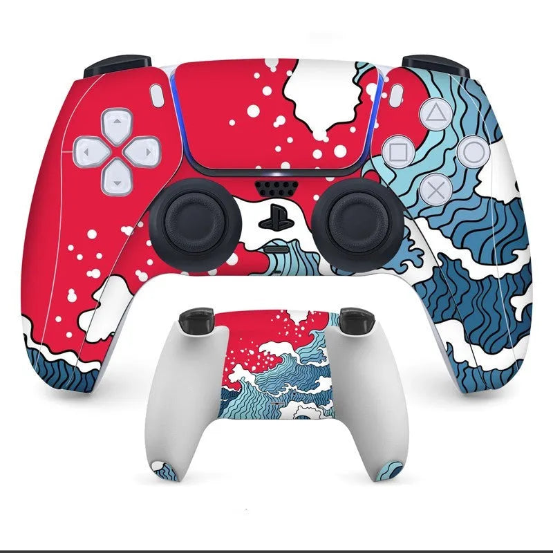 PS5 DualSense controller protective sticker set with micro-frosted PVC front and back decals