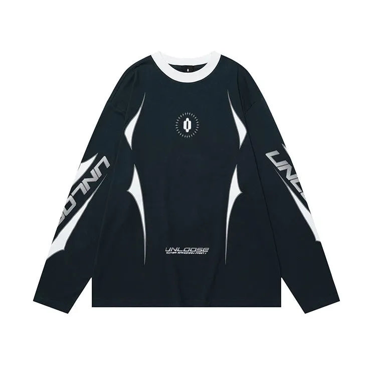 Men's grey cotton pullover sweatshirt with drop shoulder sleeves and printed letter design