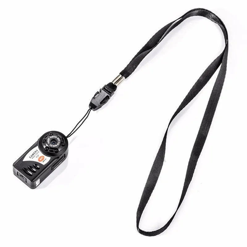 Black wireless network camera with lens, LCD screen, and Wifi for remote monitoring.