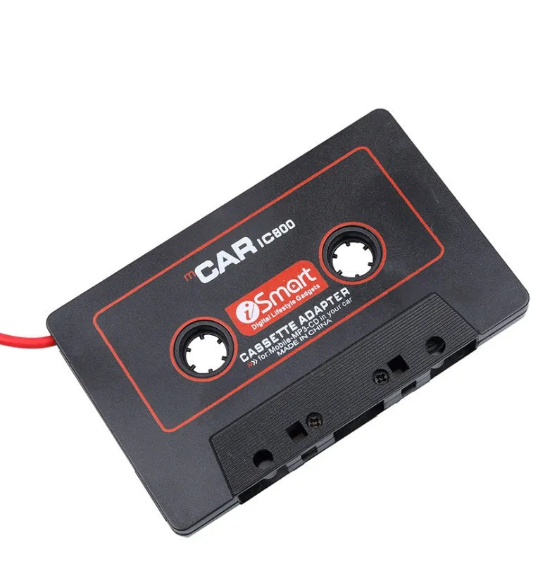 Black MP3 to car cassette converter adapter with 3.5mm audio jack plug