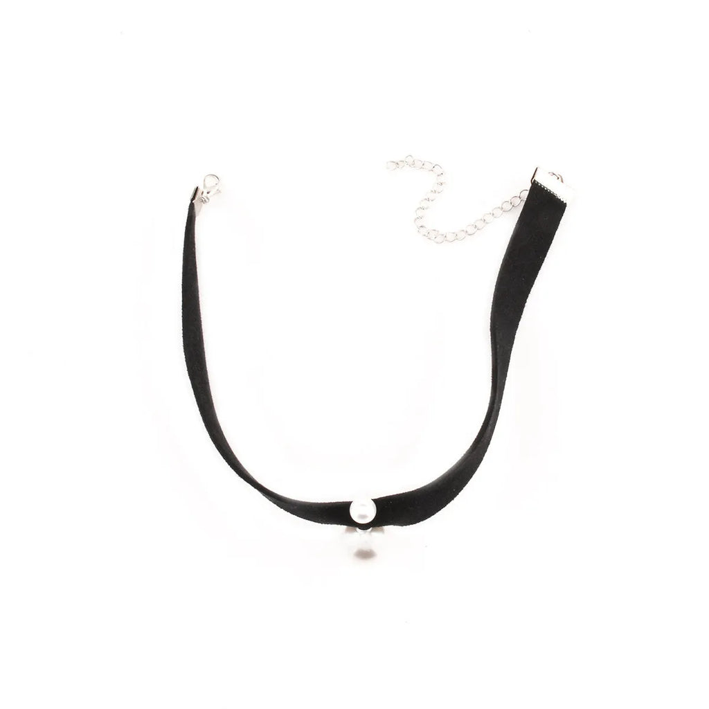 Black hand-woven yarn necklace with simple cute college style on display