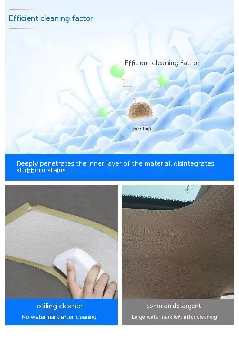 Wash free fabric roof foam decontamination cleaner bottles with cleaning towels and sponge wipes for interior ceiling cleaning