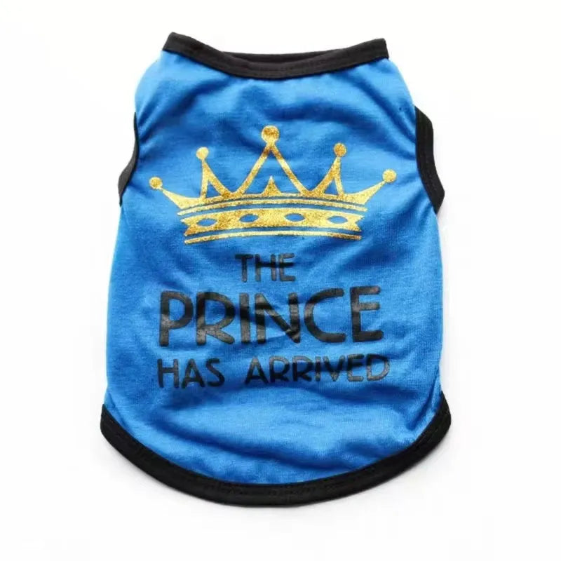 A breathable cotton vest for puppies in spring and summer, shown in a selection of colours and sizes.