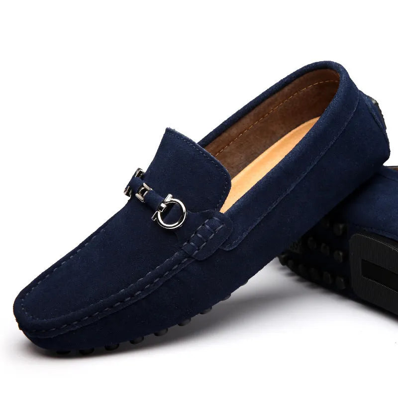 Men's black matte cowhide slip-on shoes with square toe and stiletto heel design