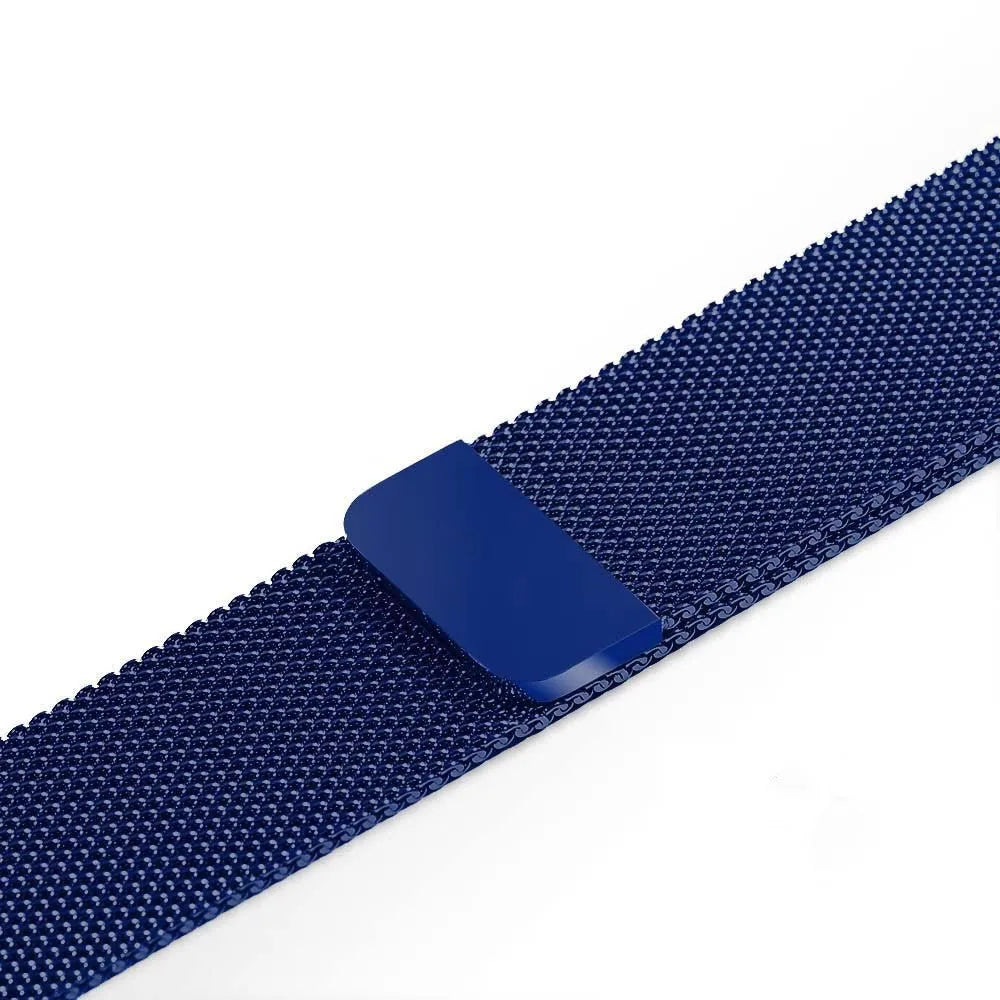 Stainless steel watch strap in silver finish showing 38mm case fit and adjustable buckle