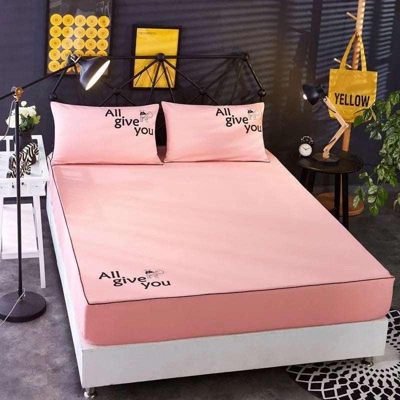 Beauty bed cover brushed bed skirt in coffee colour breathable sanding fabric on a bed