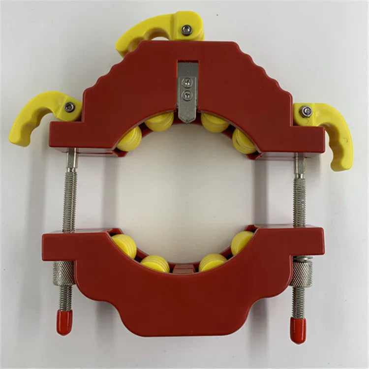 Yellow bottle cutting tool with adjustable mechanism for DIY glass projects.
