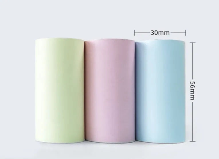 57x30mm thermal printing paper rolls in pink, yellow and blue for wrong question printers