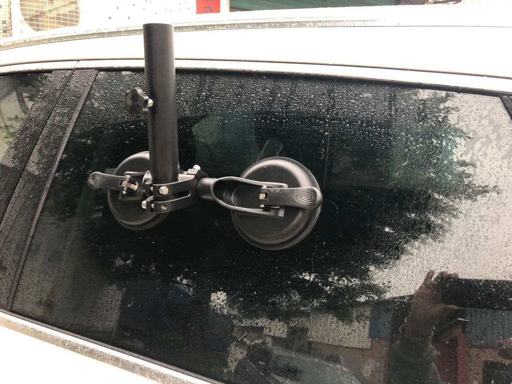 Black off-road car sucker base for flagpole mounting with round suction cup