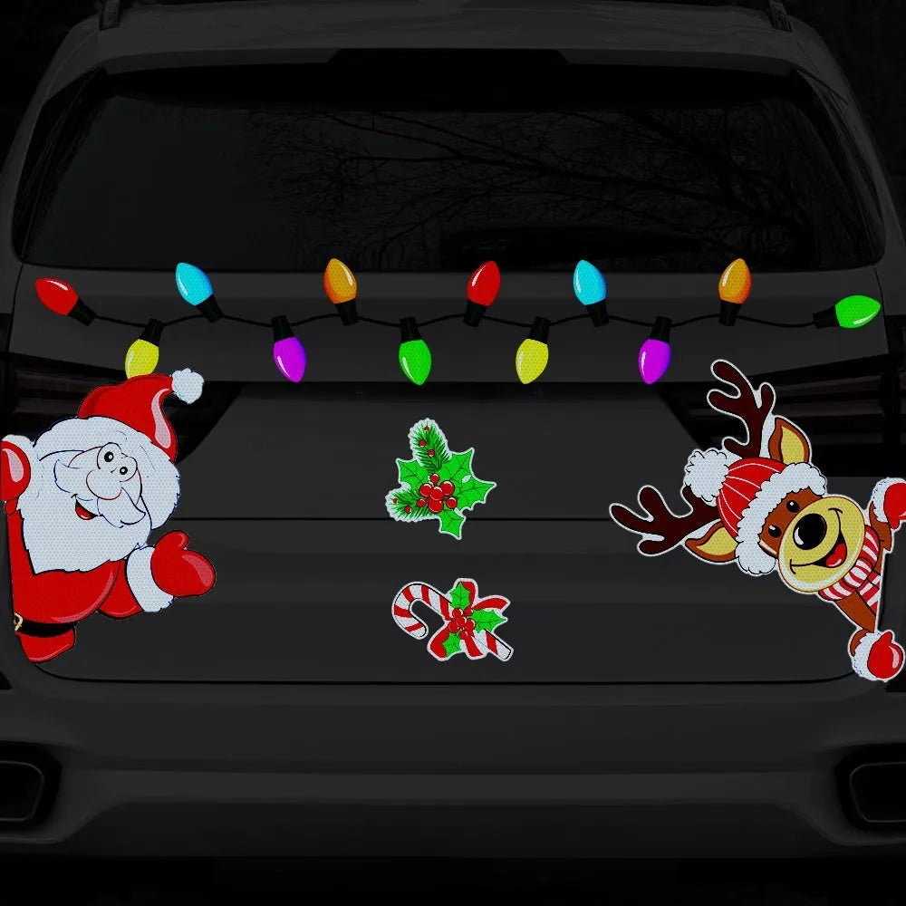 Cartoon Christmas elk reflective magnetic sticker in RFM026 colour with six-thread pattern