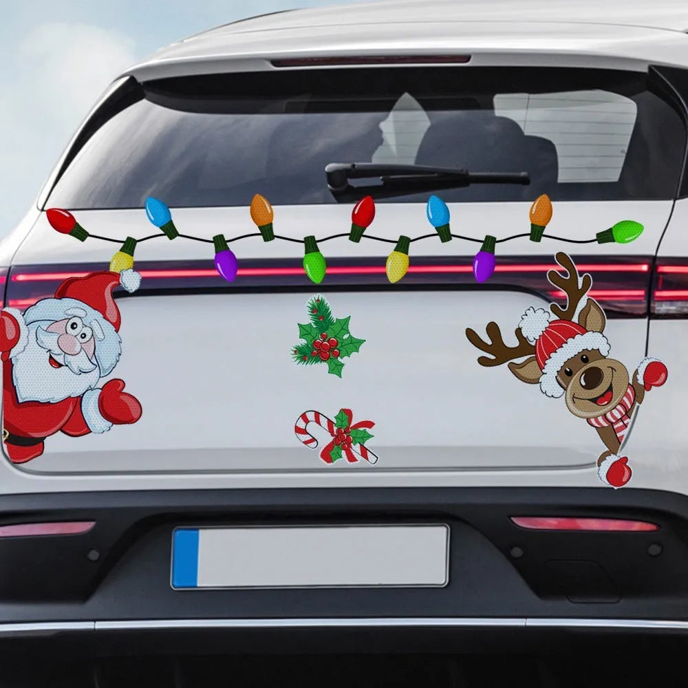 Cartoon Christmas elk reflective magnetic sticker in RFM026 colour with six-thread pattern