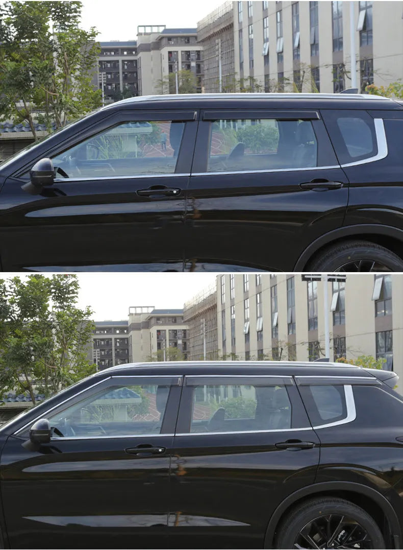 23 New Outlander side window deflectors in engineering plastic, Black Warrior style and translucent options