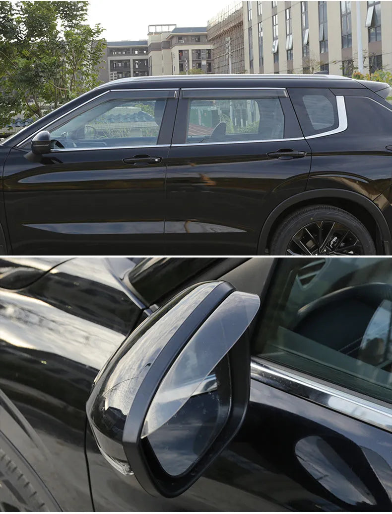 23 New Outlander side window deflectors in engineering plastic, Black Warrior style and translucent options