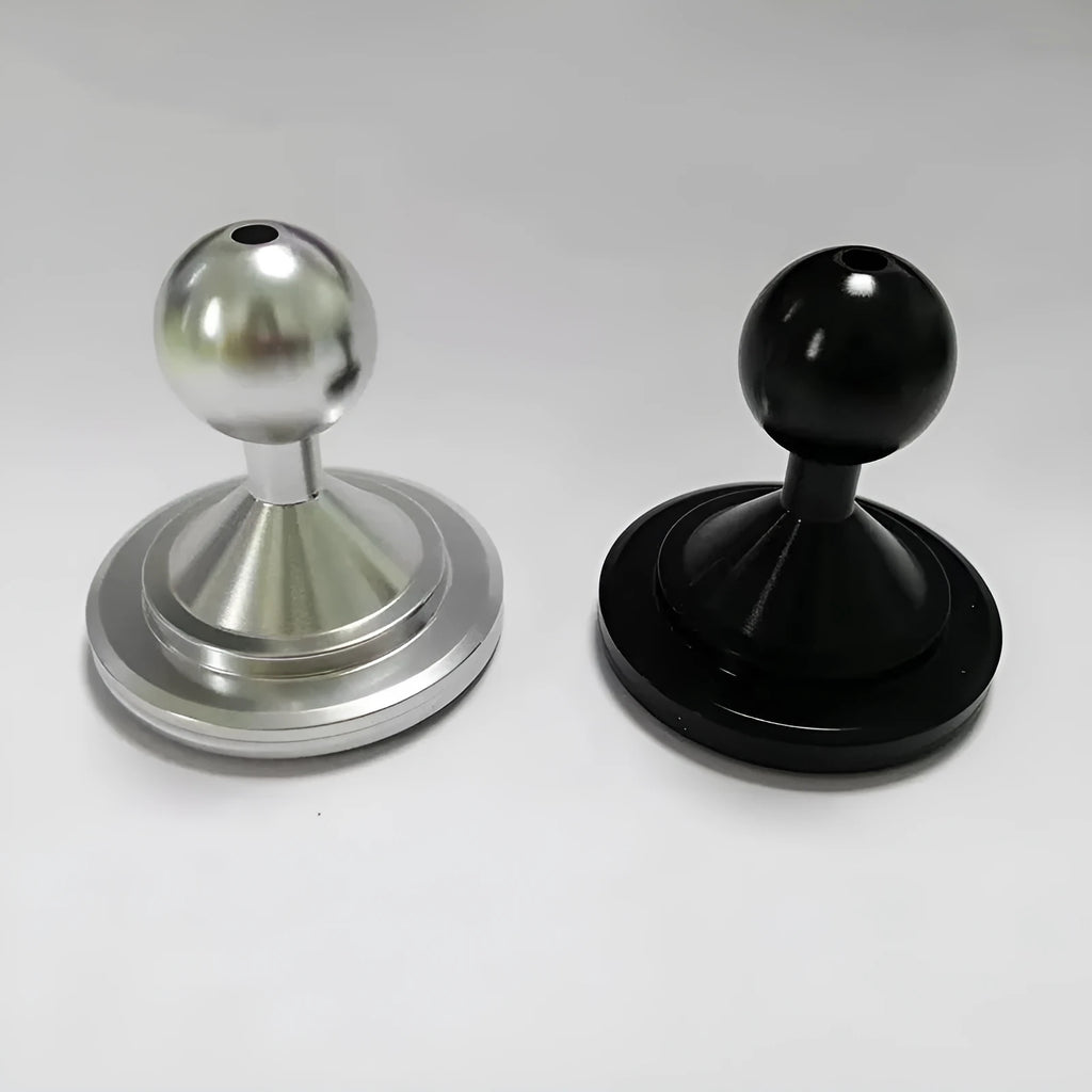 Universal aluminium alloy car dashboard mounting base plate in silver and black colour options.