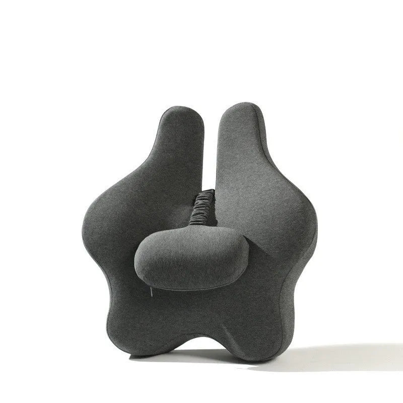 Memory foam car back cushion with adjustable waist support in grey colour