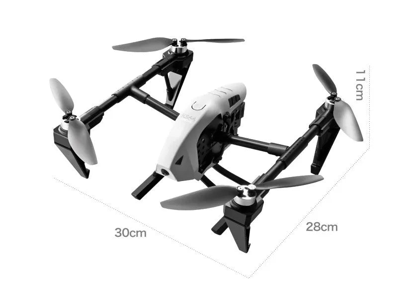 White KS66 alloy UAV drone with remote control and accessories on a table.