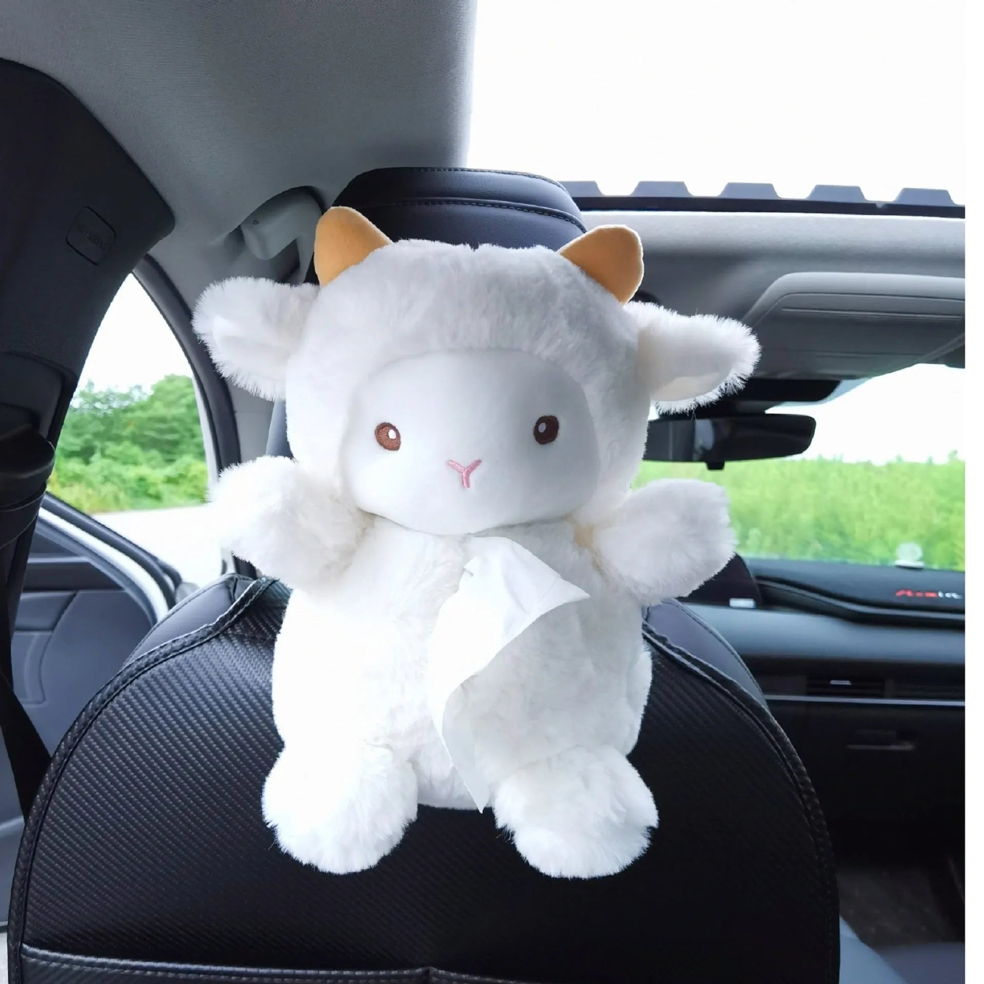 Plush cartoon lamb tissue box cover for car interior decoration and home decor