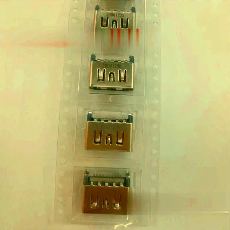 Silver HDMI host interface socket for gaming consoles and electronic hardware installations