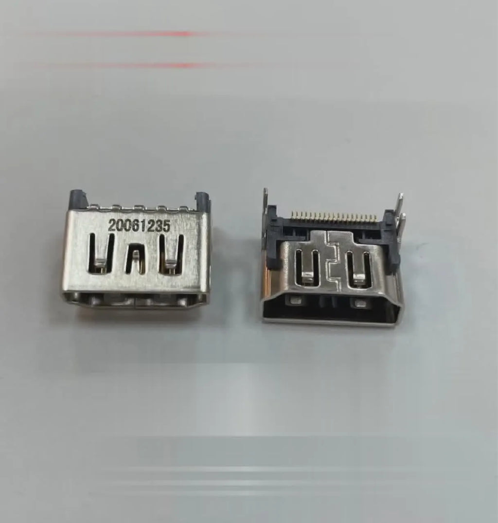 Silver HDMI host interface socket for gaming consoles and electronic hardware installations