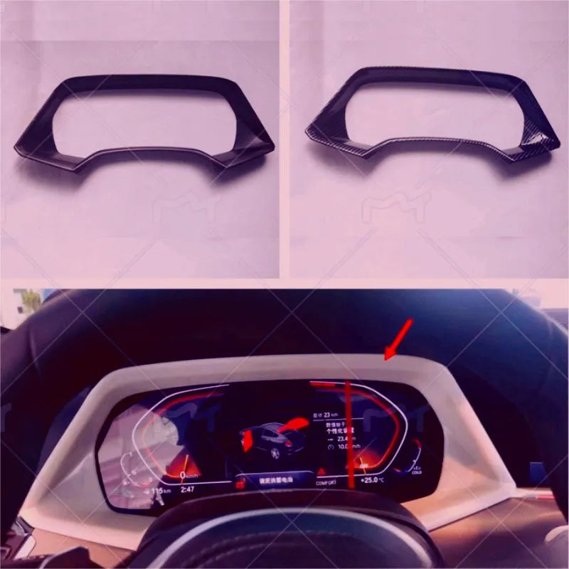 BMW X5 dashboard decorative frame in ABS plastic with carbon fibre or peach wood finish
